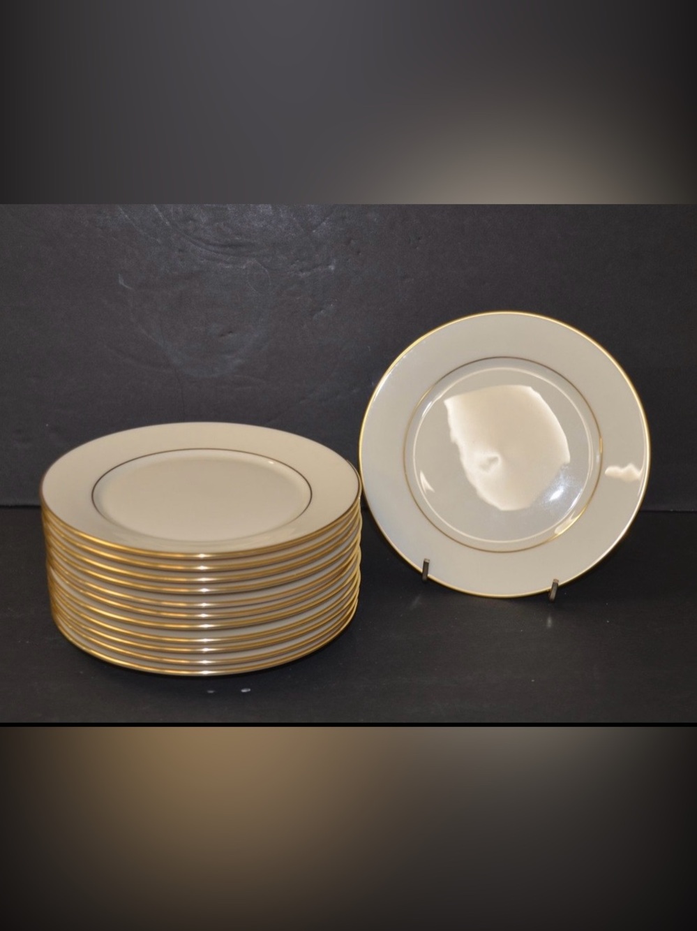 Lenox Hayworth Cosmopolitan Collection Salad Plate Gold Rim 8” Set of 10